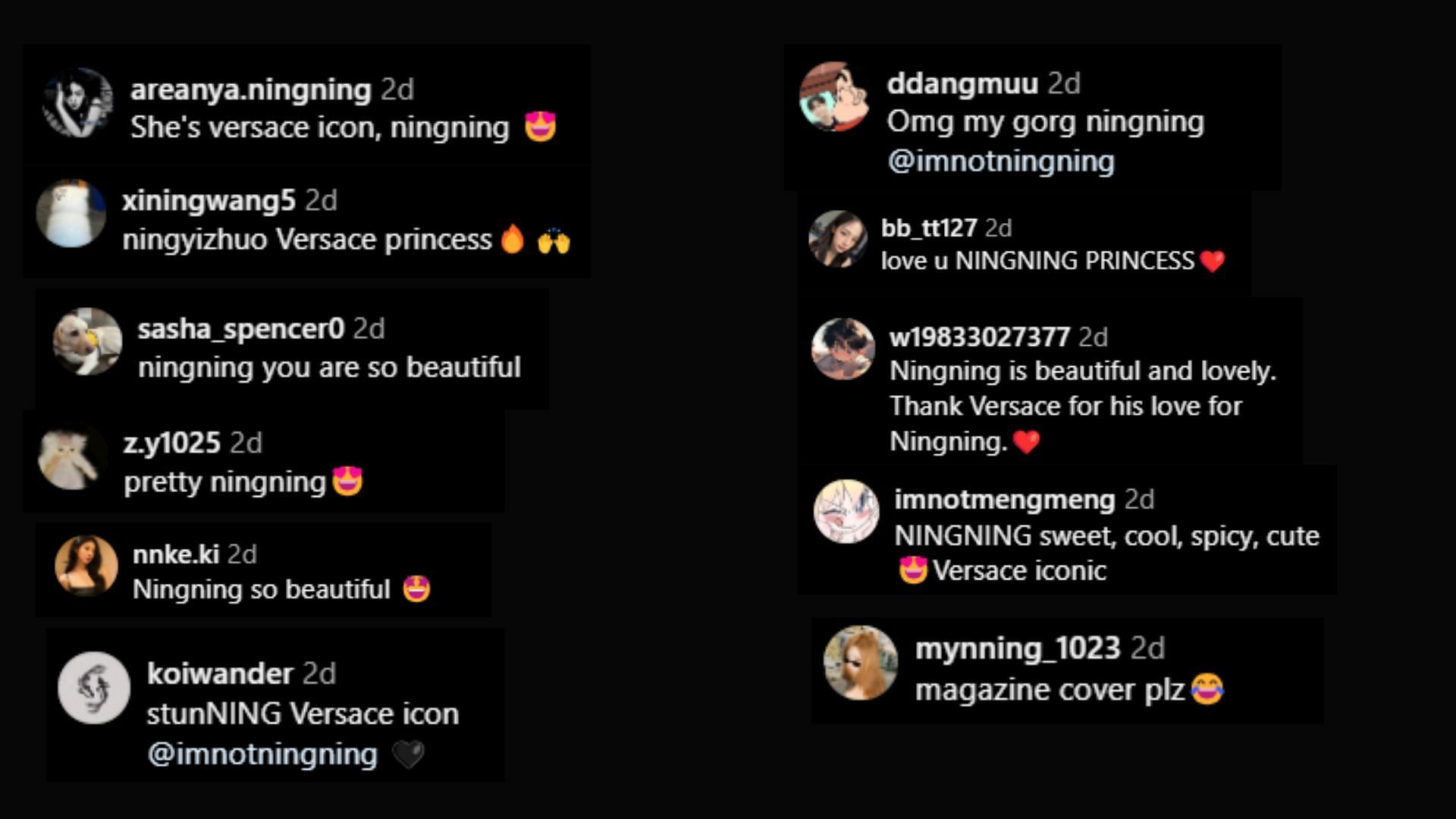 Netizens loved the Versace attire of Ningning at Milan Fashion Week ( Image via Instagram/@Wkorea)